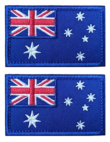 2 PCS AliPlus Australia Flag Patches Embroidered Tactical Military Morale Patch Applique Fastener Hook and Loop 