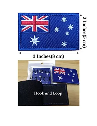 2 PCS AliPlus Australia Flag Patches Embroidered Tactical Military Morale Patch Applique Fastener Hook and Loop - 3