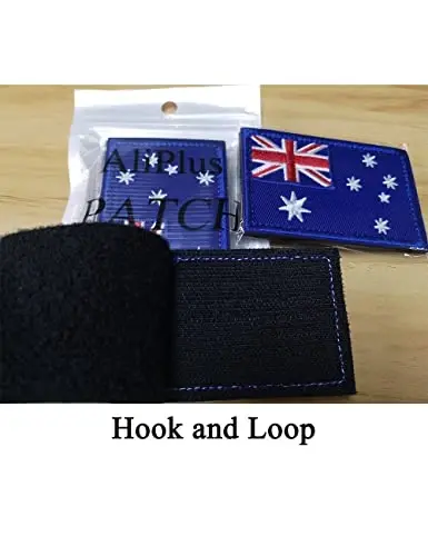 2 PCS AliPlus Australia Flag Patches Kashtado'z qilingan taktik harbiy axloqiy yamoq Applique mahkamlagich ilgak va halqa - 5
