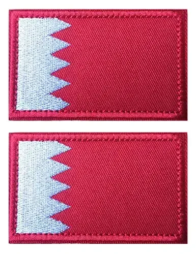 2 PCS AliPlus Bahrain Flag Patches Embroidered Tactical Military Morale Patch Applique Fastener Hook and Loop - 1