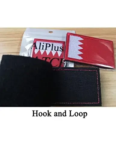 2 PCS AliPlus Bahrain Flag Patches Embroidered Tactical Military Morale Patch Applique Fastener Hook and Loop - 5