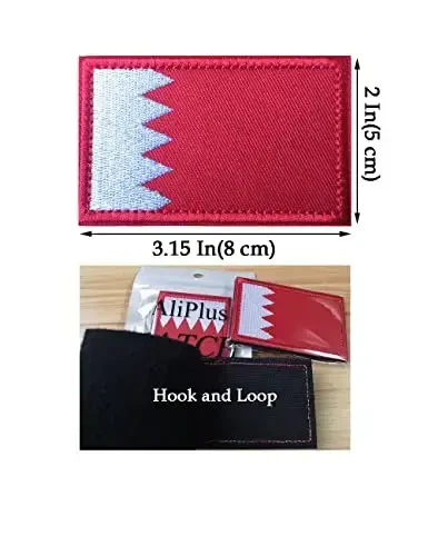 2 PCS AliPlus Bahrain Flag Patches Embroidered Tactical Military Morale Patch Applique Fastener Hook and Loop - 3