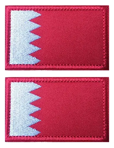 2 PCS AliPlus Bahrain Flag Patches Kashtado'z qilingan taktik harbiy axloqiy yamoq Applique mahkamlagich ilgak va halqa 