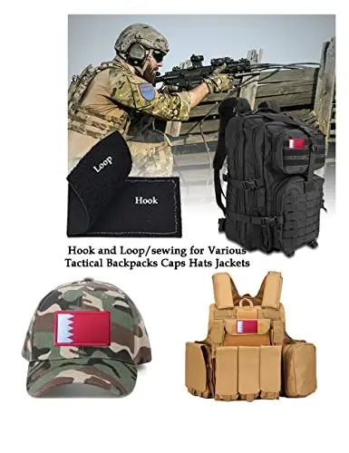 2 PCS AliPlus Bahrain Flag Patches Kashtado'z qilingan taktik harbiy axloqiy yamoq Applique mahkamlagich ilgak va halqa - 4