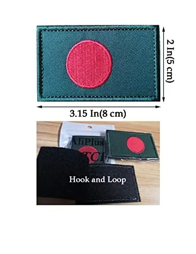 2 PCS AliPlus Bangladesh Flag Patches Kashtado'z qilingan taktik harbiy axloq yorlig'i Applique mahkamlagich ilgak va halqa - 3