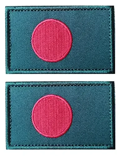 2 PCS AliPlus Bangladesh Flag Patches Kashtado'z qilingan taktik harbiy axloq yorlig'i Applique mahkamlagich ilgak va halqa - ALIPLUS