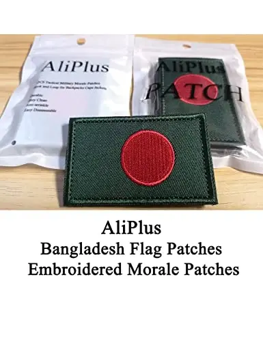 2 PCS AliPlus Bangladesh Flag Patches Kashtado'z qilingan taktik harbiy axloq yorlig'i Applique mahkamlagich ilgak va halqa - 2