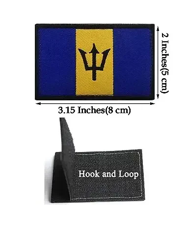2 PCS AliPlus Barbados Flag Patches Embroidered Tactical Military Morale Patch Applique Fastener Hook and Loop - ALIPLUS (1)
