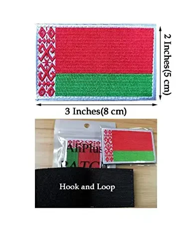 2 PCS AliPlus Belarus Flag Patches Embroidered Tactical Military Patch Morale Patch Applique Fastener Hook and Loop - 3