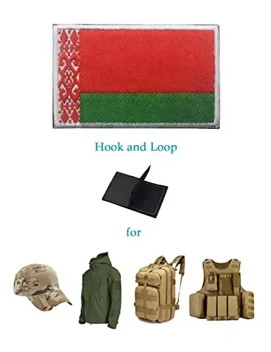 2 PCS AliPlus Belarus Flag Patches Embroidered Tactical Military Patch Morale Patch Applique Fastener Hook and Loop - 6