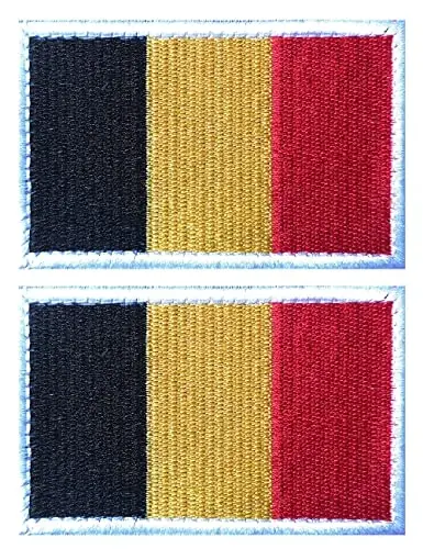 2 PCS AliPlus Belgium Flag Patches Embroidered Tactical Military Morale Patch Applique Fastener Hook and Loop 
