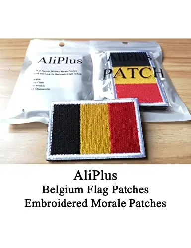 2 PCS AliPlus Belgium Flag Patches Embroidered Tactical Military Morale Patch Applique Fastener Hook and Loop - 2