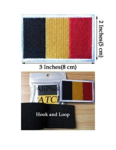 2 PCS AliPlus Belgium Flag Patches Embroidered Tactical Military Morale Patch Applique Fastener Hook and Loop - 3