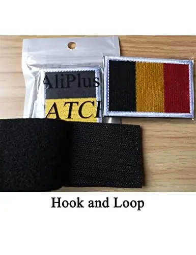 2 PCS AliPlus Belgium Flag Patches Embroidered Tactical Military Morale Patch Applique Fastener Hook and Loop - 5