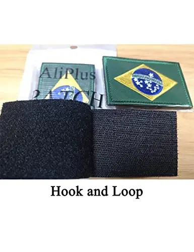 2 PCS AliPlus Brazil Flag Patches Kashtado'z qilingan taktik harbiy axloqiy yamoq Applique Fastener Hook and Loop - 5