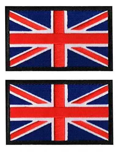 2 PCS AliPlus British Flag Patches UK United Kingdom Flag Patch Embroidered Morale Patch Applique Fastener Hook and Loop(Black Border) - ALIPLUS
