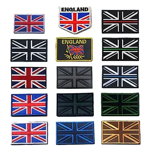 2 PCS AliPlus British Flag Patches UK United Kingdom Flag Patch Embroidered Morale Patch Applique Fastener Hook and Loop(Black Border) - 5