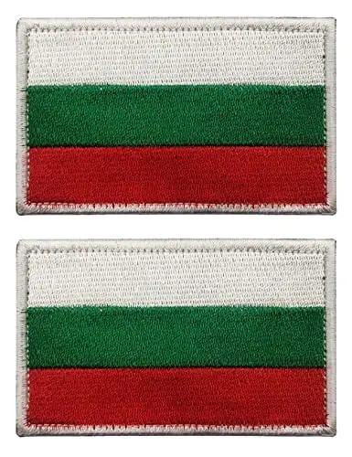 2 PCS AliPlus Bulgaria Flag Patches Embroidered Tactical Military Morale Patch Applique Fastener Hook and Loop - 1