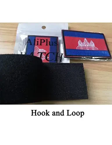 2 PCS AliPlus Cambodia Flag Patches Embroidered Tactical Military Morale Patch Applique Fastener Hook and Loop - 5