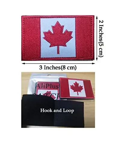 2 PCS AliPlus Canada Flag Patches Embroidered Tactical Military Morale Patch Applique Fastener Hook and Loop - 3
