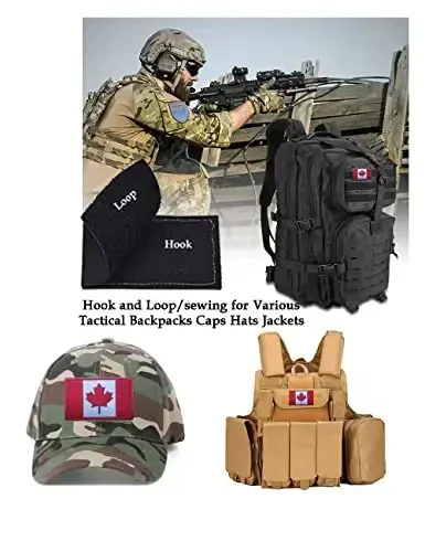 2 PCS AliPlus Canada Flag Patches Embroidered Tactical Military Morale Patch Applique Fastener Hook and Loop - 4
