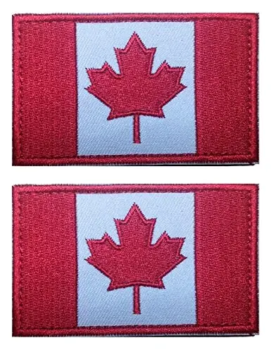 2 PCS AliPlus Canada Flag Patches Embroidered Tactical Military Morale Patch Applique Fastener Hook and Loop 