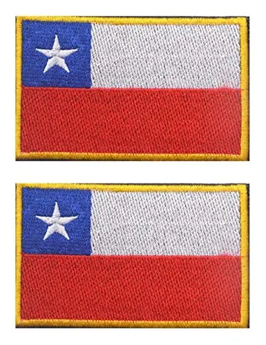 2 PCS AliPlus Chile Flag Patches Embroidered Tactical Military Morale Patch Applique Fastener Hook and Loop - 1
