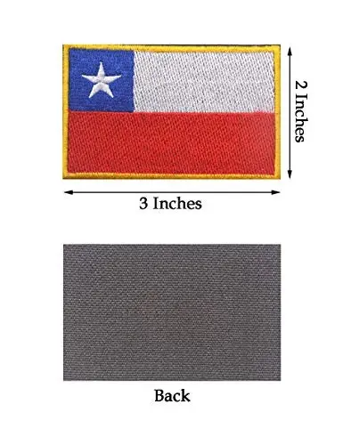 2 PCS AliPlus Chile Flag Patches Embroidered Tactical Military Morale Patch Applique Fastener Hook and Loop - ALIPLUS (1)
