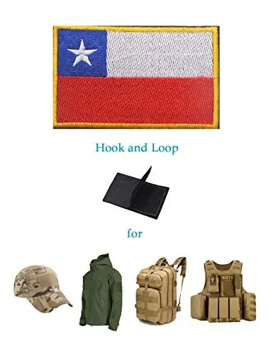 2 PCS AliPlus Chile Flag Patches Kashtado'z qilingan taktik harbiy axloq yorlig'i Applique Fastener Hook and Loop - 5