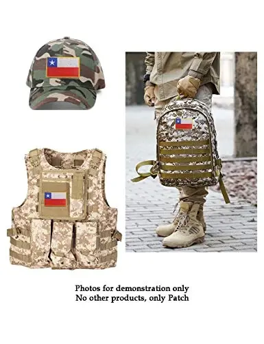 2 PCS AliPlus Chile Flag Patches Kashtado'z qilingan taktik harbiy axloq yorlig'i Applique Fastener Hook and Loop - 4