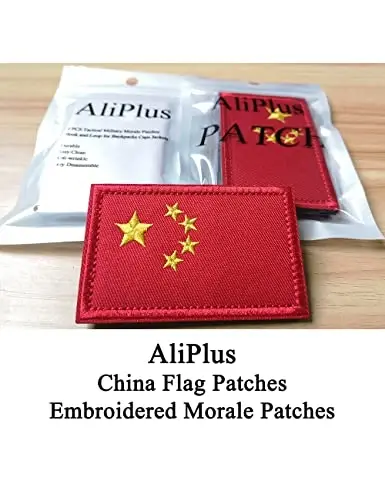 2 PCS AliPlus China Flag Patches Embroidered Tactical Military Morale Patch Applique Fastener Hook and Loop - 2