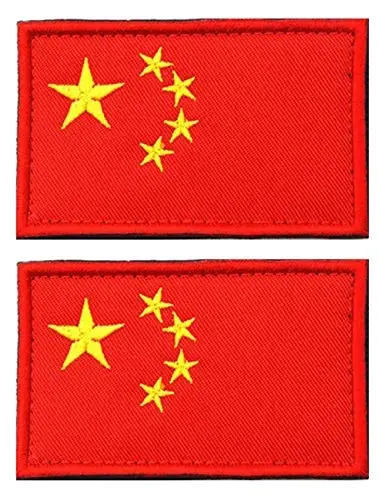 2 PCS AliPlus China Flag Patches Embroidered Tactical Military Morale Patch Applique Fastener Hook and Loop 