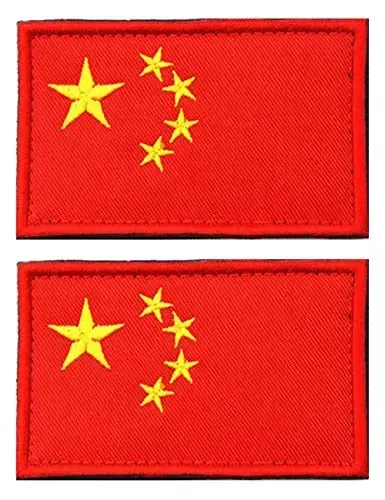 2 PCS AliPlus China Flag Patches Kashtado'z qilingan taktik harbiy axloq yamog'i Applique mahkamlagichi ilgak va halqa - ALIPLUS