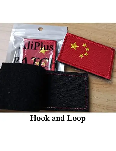 2 PCS AliPlus China Flag Patches Kashtado'z qilingan taktik harbiy axloq yamog'i Applique mahkamlagichi ilgak va halqa - 5