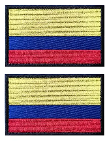 2 PCS AliPlus Colombia Flag Patches Embroidered Tactical Military Morale Patch Applique Fastener Hook and Loop 