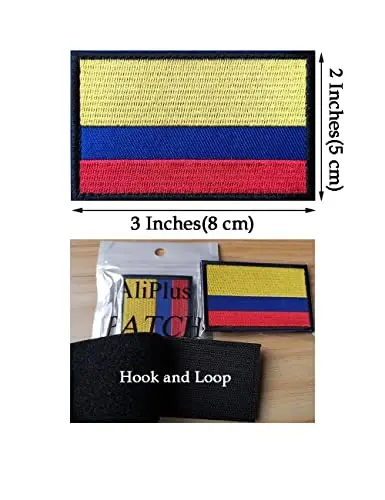 2 PCS AliPlus Colombia Flag Patches Embroidered Tactical Military Morale Patch Applique Fastener Hook and Loop - 3