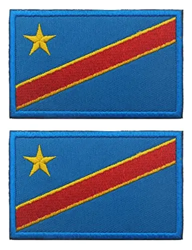 2 PCS AliPlus Congo Flag Patches Embroidered Tactical Military Morale Patch Applique Fastener Hook and Loop - ALIPLUS