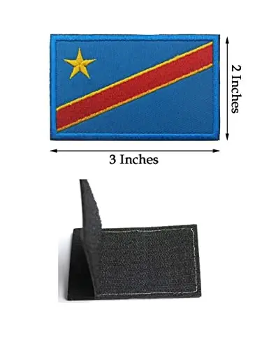 2 PCS AliPlus Congo Flag Patches Embroidered Tactical Military Morale Patch Applique Fastener Hook and Loop - 3