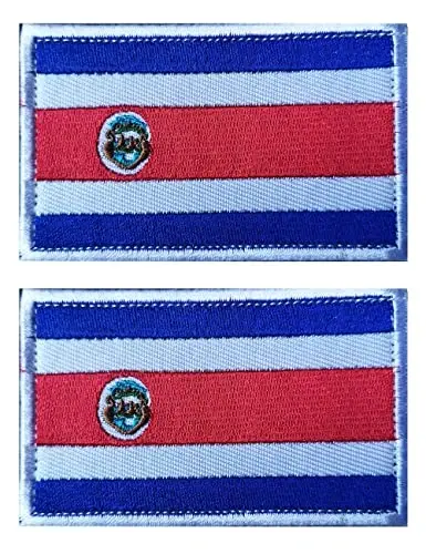 2 PCS AliPlus Costa Rica Flag Patches Embroidered Tactical Military Morale Patch Applique Fastener Hook and Loop - 1