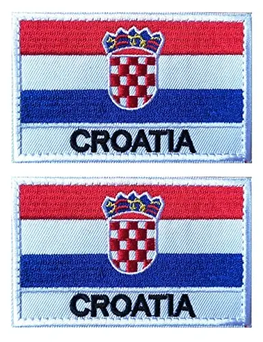 2 PCS AliPlus Croatia Flag Patches Embroidered Tactical Military Morale Patch Applique Fastener Hook and Loop - ALIPLUS