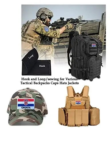 2 PCS AliPlus Croatia Flag Patches kashtado'z qilingan taktik harbiy axloqiy yamoq Applique mahkamlagich ilgak va halqa - 4