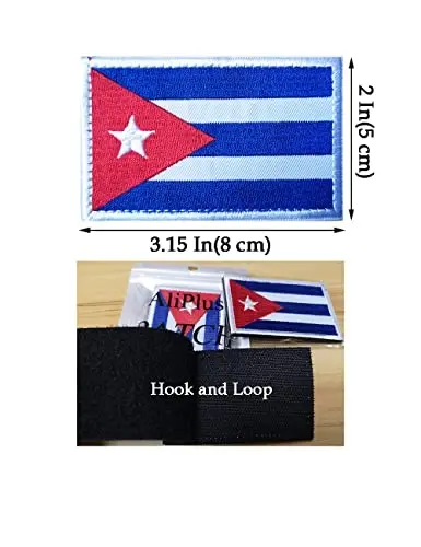 2 PCS AliPlus Cuba Flag Patches Embroidered Tactical Military Morale Patch Applique Fastener Hook and Loop - 3