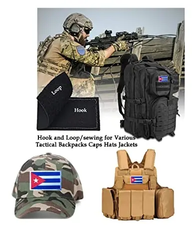 2 PCS AliPlus Cuba Flag Patches Embroidered Tactical Military Morale Patch Applique Fastener Hook and Loop - 4
