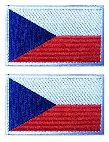 2 PCS AliPlus Czech Flag Patches Embroidered Tactical Military Morale Patch Applique Fastener Hook and Loop 