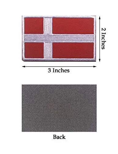 2 PCS AliPlus Denmark Flag Patches Embroidered Tactical Military Morale Patch Applique Fastener Hook and Loop - 2