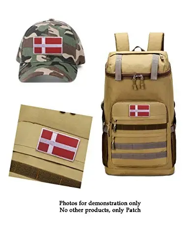 2 PCS AliPlus Denmark Flag Patches Embroidered Tactical Military Morale Patch Applique Fastener Hook and Loop - 4