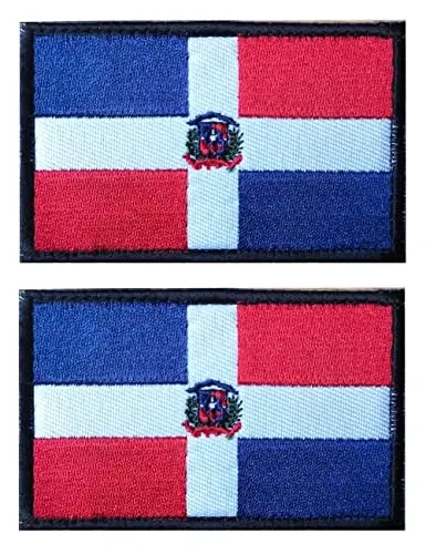 2 PCS AliPlus Dominican Flag Patch Embroidered Tactical Military Morale Patch Applique Fastener Hook and Loop 