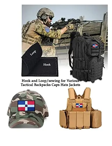 2 PCS AliPlus Dominican Flag Patch Embroidered Tactical Military Morale Patch Applique Fastener Hook and Loop - 4