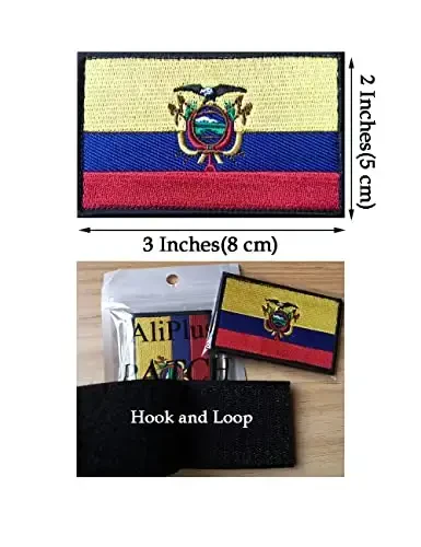 2 PCS AliPlus Ecuador Flag Patches Embroidered Tactical Military Morale Patch Applique Fastener Hook and Loop - 3