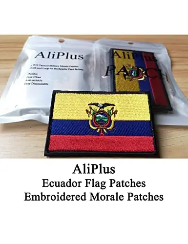 2 PCS AliPlus Ecuador Flag Patches Embroidered Tactical Military Morale Patch Applique Fastener Hook and Loop - 2